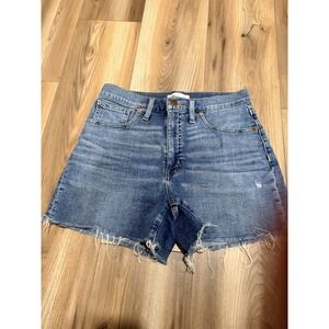 Madewell High-Rise Denim Cut Off Jean Shorts Size 27 Raw Hem Medium Wash Blue